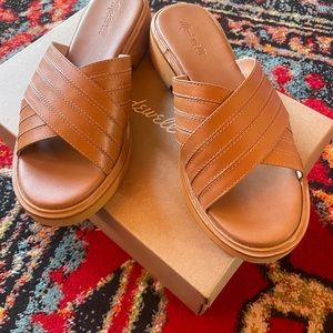 Madewell Alina Pieces Crisscross Slides in Leather